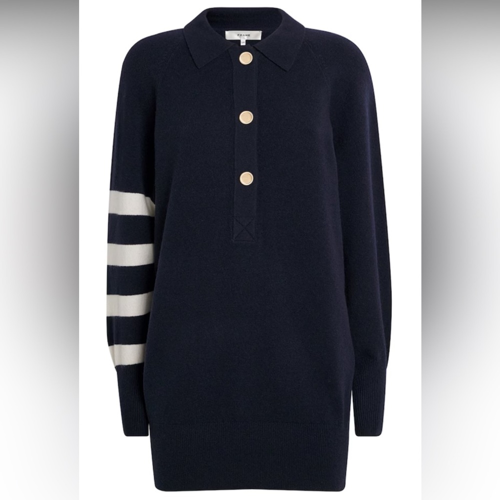 NWT $648 Frame Denim Blue The Rugby Tunic Dress Sweater Size S Cashmere Wool - Picture 2 of 12